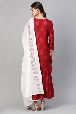 Indo Era Printed Straight Kurta with Sharara Dupatta Set 2
