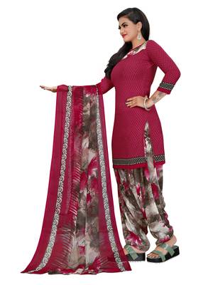 Maroon printed crepe salwar 4