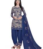 Navy-blue printed crepe salwar