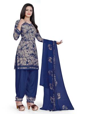 Navy-blue printed crepe salwar 2