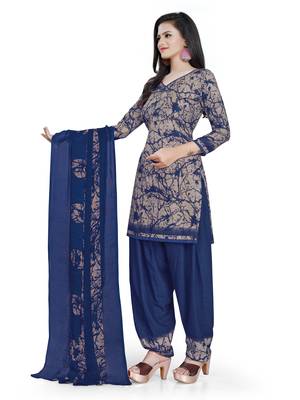 Navy-blue printed crepe salwar 3
