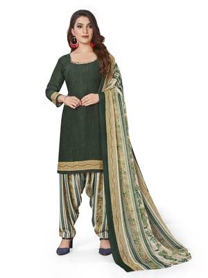 Dark-green printed crepe salwar 1