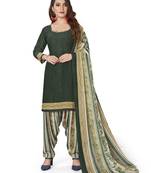 Dark-green printed crepe salwar