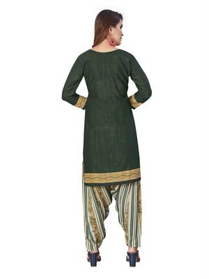 Dark-green printed crepe salwar 2