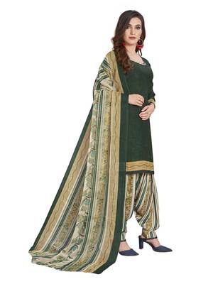 Dark-green printed crepe salwar 3