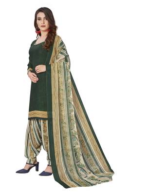 Dark-green printed crepe salwar 4