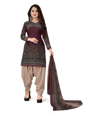 Maroon printed crepe salwar 1