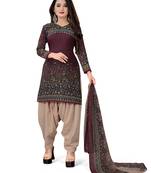 Maroon printed crepe salwar