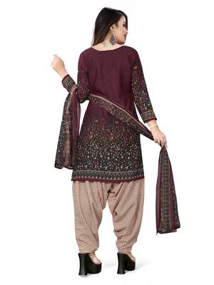 Maroon printed crepe salwar 2