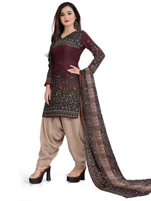 Maroon printed crepe salwar 3