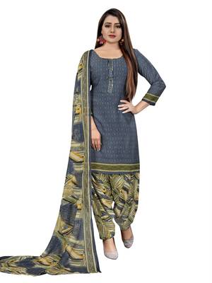 Grey printed crepe salwar 1
