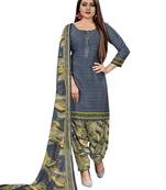 Grey printed crepe salwar