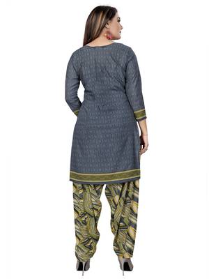 Grey printed crepe salwar 2