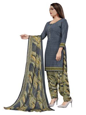 Grey printed crepe salwar 3