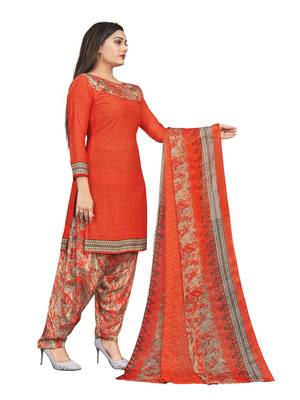 Orange printed crepe salwar 3