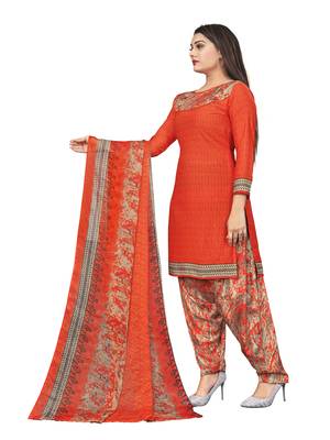 Orange printed crepe salwar 4