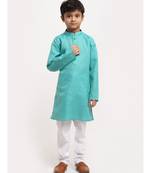 Boys Green Printed Cotton Kurta
