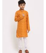 Boys Rust Printed Cotton Kurta