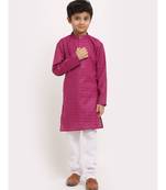 Boys Purple Cotton Kurta