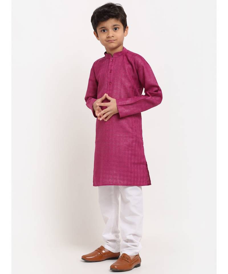 Boys Purple Cotton Kurta