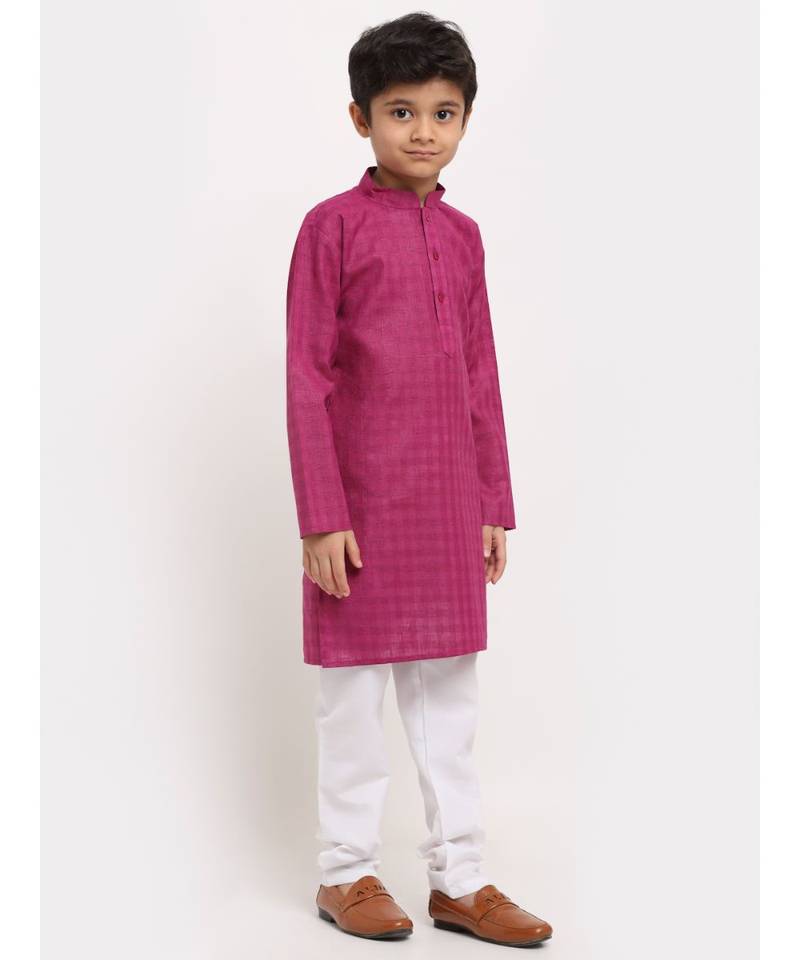 Boys Purple Cotton Kurta