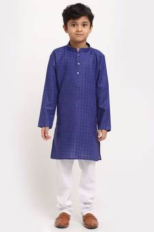 Boys Royal Blue Cotton Kurta