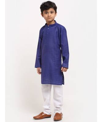 Boys Royal Blue Cotton Kurta 2