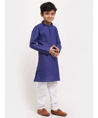 Boys Royal Blue Cotton Kurta 3