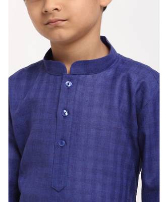 Boys Royal Blue Cotton Kurta 4