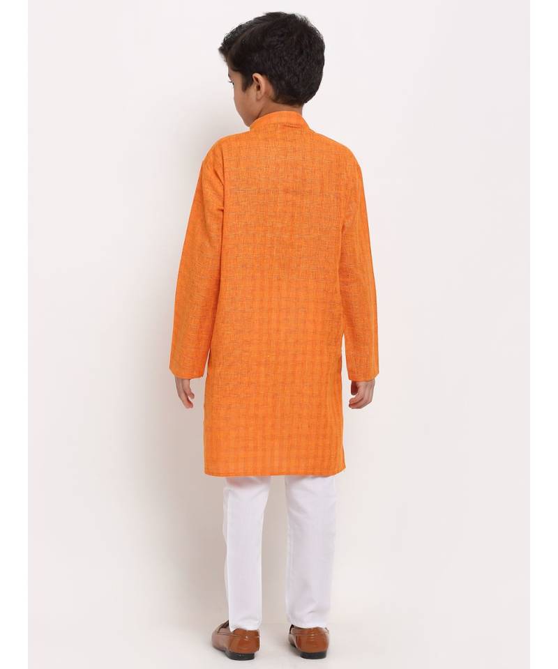 Boys Orange Cotton Kurta