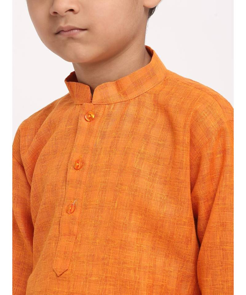 Boys Orange Cotton Kurta