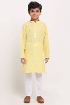 Boys Yellow Cotton Kurta