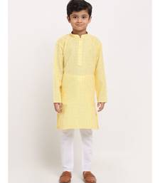 Boys Yellow Cotton Kurta