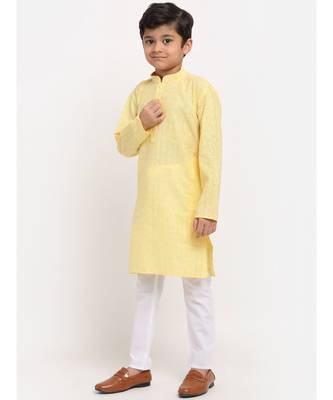 Boys Yellow Cotton Kurta 2