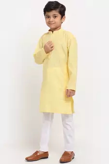 Boys Yellow Cotton Kurta