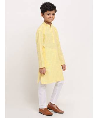 Boys Yellow Cotton Kurta 3