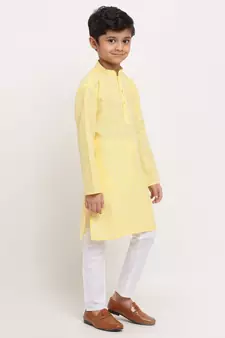 Boys Yellow Cotton Kurta