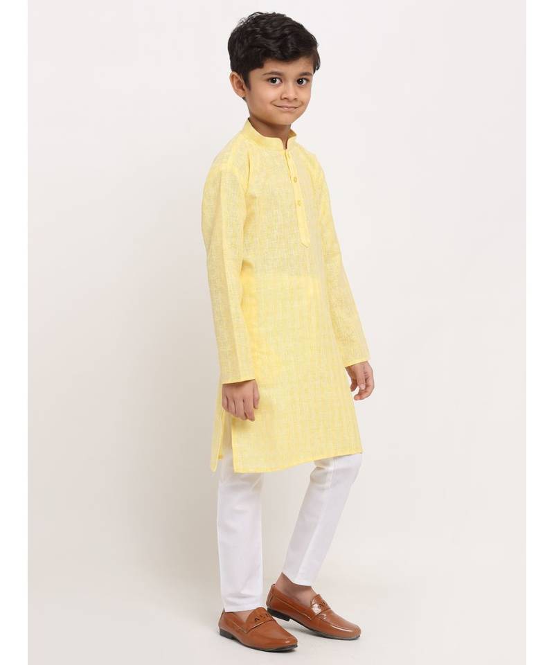 Boys Yellow Cotton Kurta