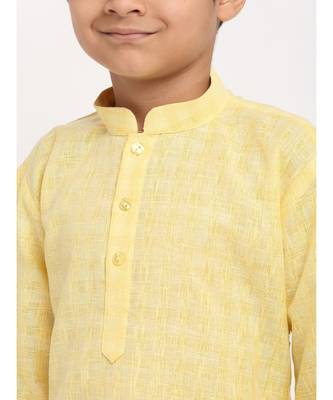 Boys Yellow Cotton Kurta 4