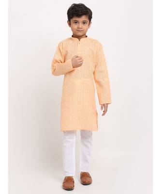 Boys Peach Cotton Kurta 1