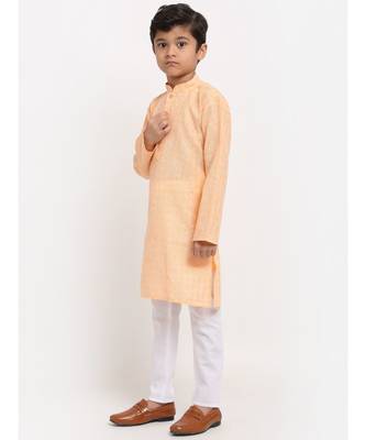 Boys Peach Cotton Kurta 2