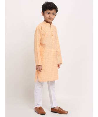Boys Peach Cotton Kurta 3