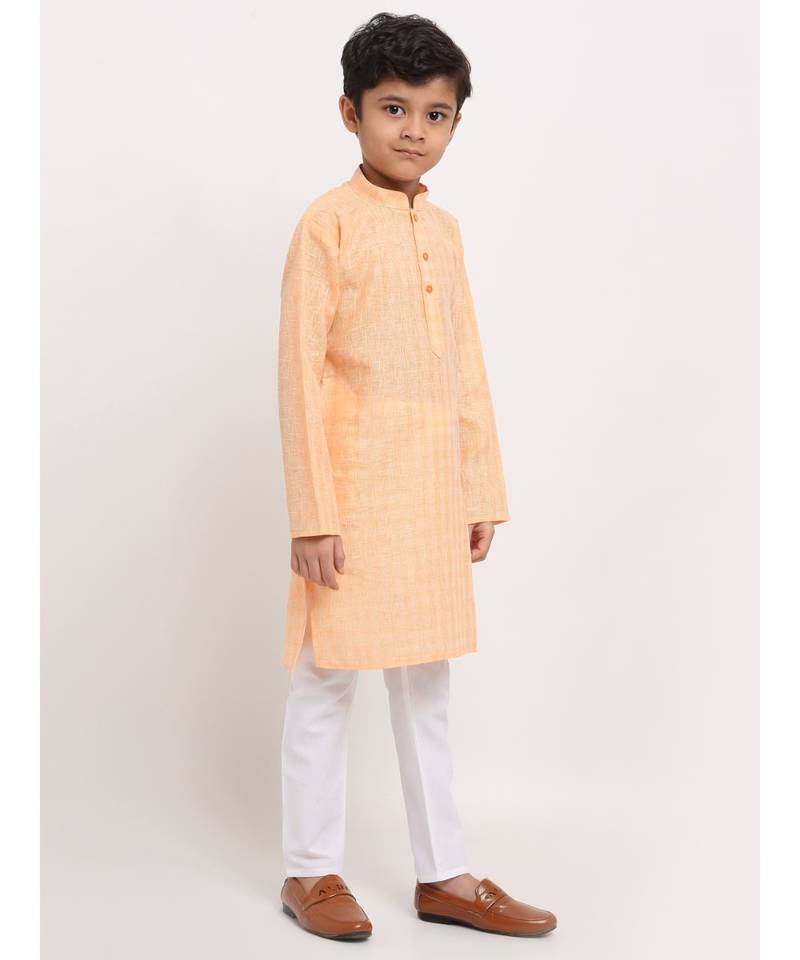 Boys Peach Cotton Kurta