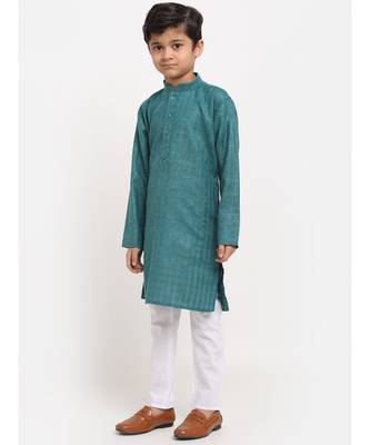 Boys Green Cotton Kurta 2
