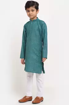 Boys Green Cotton Kurta