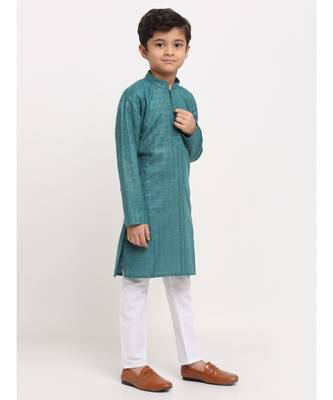 Boys Green Cotton Kurta 3