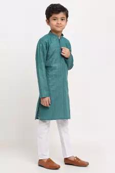 Boys Green Cotton Kurta
