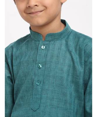 Boys Green Cotton Kurta 4