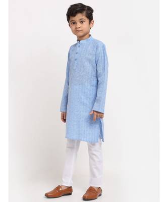 Boys Sky Blue Cotton Kurta 2