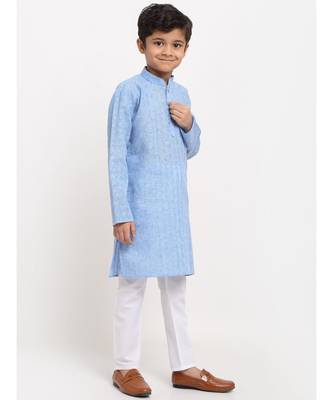Boys Sky Blue Cotton Kurta 3
